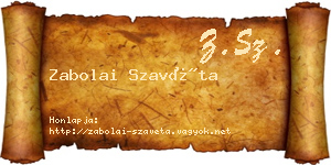 Zabolai Szavéta névjegykártya
